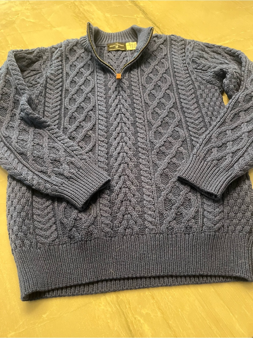 Men's Cable-Knit Quarter-Zip Crewneck Sweater - Navy Blue